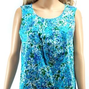Talbots Medium Blue Floral Tank Top Sleeveless NWT